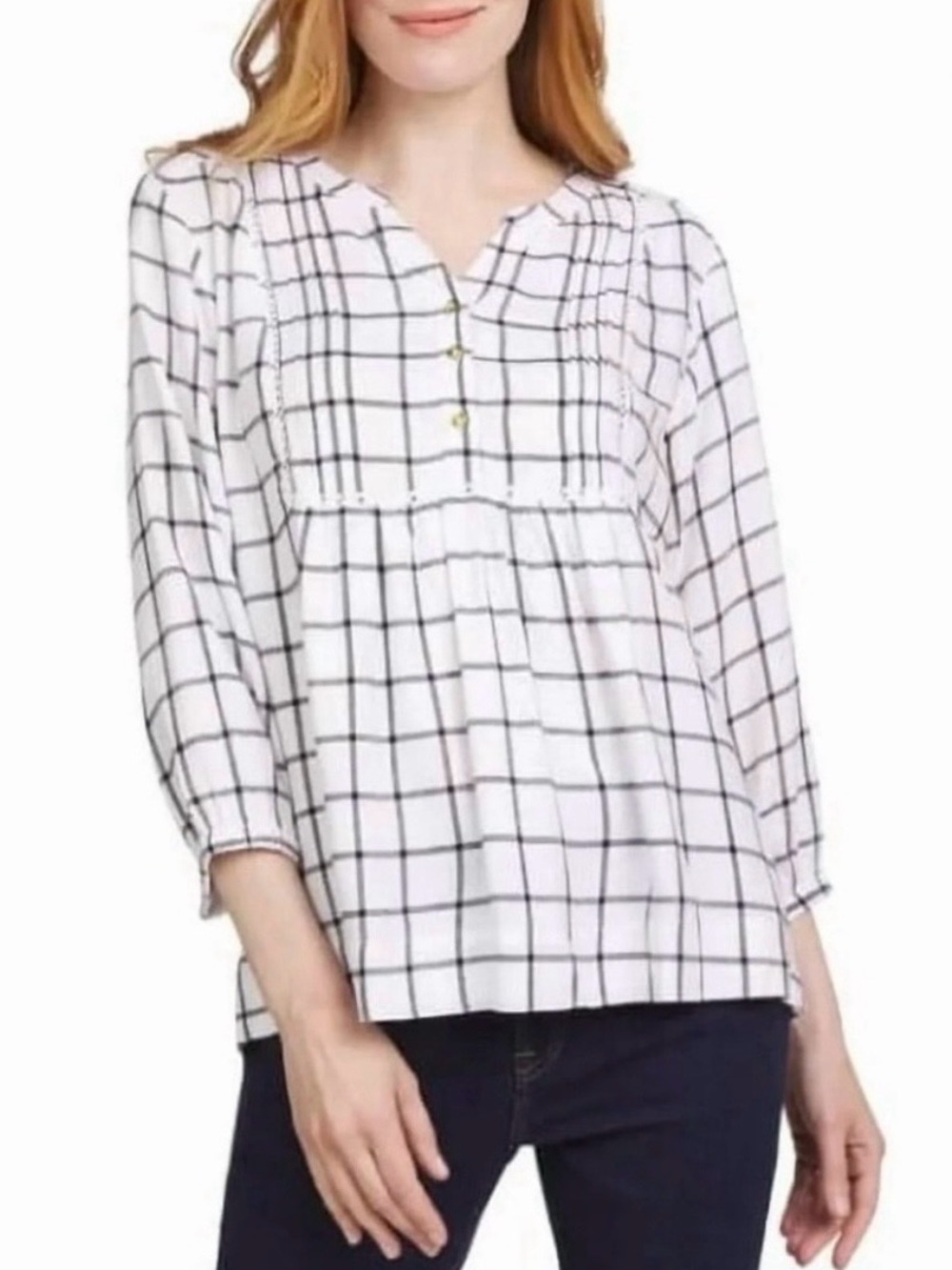 WRANGLER Women's White Plaid Button Top, Medium